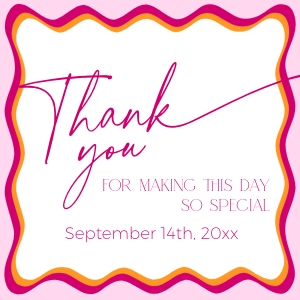 ET036-01 2x2 Thank you Tag - Wavy Border Pink: BSB36-01 Bridal Shower Invitation BUNDLE - Wavy Border Pink