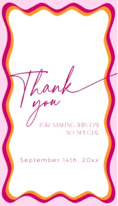 ET036-01 2x3.5 Thank you Tag - Wavy Border Pink: BSB36-01 Bridal Shower Invitation BUNDLE - Wavy Border Pink