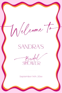 BS036-07 20x30 Welcome Sign - Wavy Border Pink: BS036-07 Welcome Sign - Wavy Border Pink