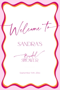 BS036-07 24x36 Welcome Sign - Wavy Border Pink: BS036-07 Welcome Sign - Wavy Border Pink