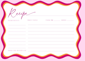 BS036-05 5x7 Recipe Card - Wavy Border Pink: BSB36-01 Bridal Shower Invitation BUNDLE - Wavy Border Pink