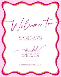 BS036-07 8x10 Welcome Sign - Wavy Border Pink: BS036-07 Welcome Sign - Wavy Border Pink