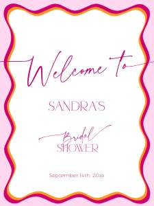 BS036-07 18x24 Welcome Sign - Wavy Border Pink: BS036-07 Welcome Sign - Wavy Border Pink