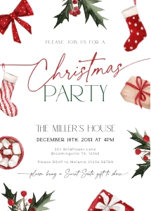 CH047-01 5x7 Invitation - Christmas Stockings: CHB47-01 Invitation SET - Christmas Stockings
