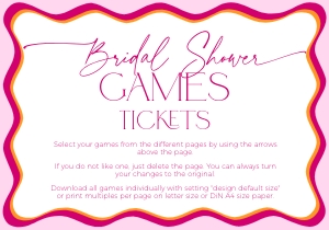 BSG36-00 Bridal Shower Game Tickets - Wavy Border Pink: BSG36-00 Bridal Shower Games BUNDLE - Wavy Border Pink