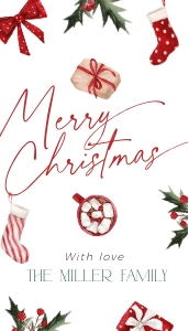 CH047-02 2x3.5 Gift Tag - Christmas Stockings: CHB47-01 Invitation SET - Christmas Stockings
