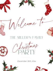 CH047-04 18x24 Welcome Sign - Christmas Stockings: CH047-04 Welcome sign - Christmas Stockings
