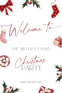 CH047-04 20x30 Welcome Sign - Christmas Stockings: CH047-04 Welcome sign - Christmas Stockings