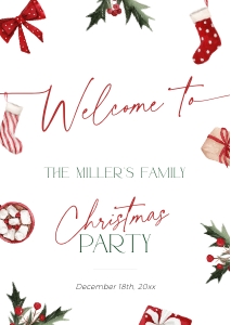CH047-04 DIN A2 Welcome Sign - Christmas Stockings: CH047-04 Welcome sign - Christmas Stockings
