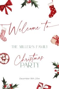 CH047-04 24x36 Welcome Sign - Christmas Stockings: CH047-04 Welcome sign - Christmas Stockings