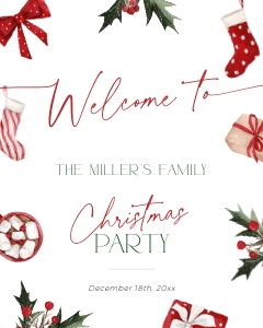 CH047-04 8x10 Welcome Sign - Christmas Stockings: CH047-04 Welcome sign - Christmas Stockings