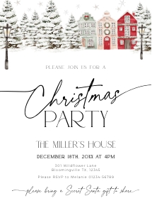 CH048-01 5x7 Invitation - Christmas Village: CHB48-01 Invitation Set - Christmas Village