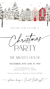 CH048-03 1080x1920 Electronic Invitation - Christmas Village: CHB48-01 Invitation Set - Christmas Village