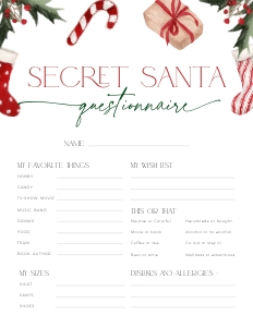 CH047-07 Secret Santa Questionnaire - Christmas Stockings design preview