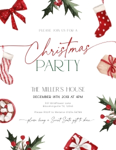 CH047-01 8.5x11 Invitation - Christmas Stockings: CHB47-01 Invitation SET - Christmas Stockings