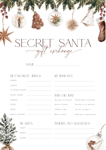 CH053-07 DIN A4 Secret Santa Questionnaire - Cozy Christmas: CH053-07 Secret Santa Questionnaire - Cozy Christmas