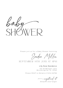 BB035-01 5x7 Invitation - Basics: BB035-01 Baby Shower Invitation - Basics