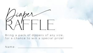 BB037-02 3.5x2 Diaper Raffle Ticket - Cloud Nine Blue: BBB37-01 Invitation BUNDLE - Cloud Nine Blue