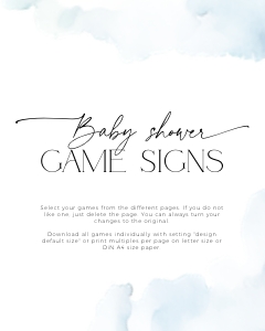 BBG37-00 8x10" Baby Shower Game Signs - Cloud nine blue: BBG37-00 Baby Shower Games BUNDLE - Cloud nine blue