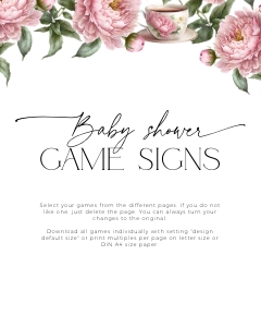 BBG40-00 8x10" Baby Shower Game Signs - Tea Party: BBG40-00 Baby Shower Games BUNDLE - Tea Party