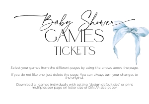 BBG59-00 Baby Shower Game Tickets - Bow Blue: BBG59-00 Baby Shower Games - Bow Blue