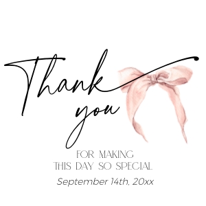 ET058-01 2x2" Thank you Tag - Bow Pink: ET058-01 Thank you Tag - Bow Pink