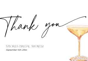 BS061-06 5x3.5 Flat Thank You Note - Pearls and Prosecco: BSB61-01 Invitation BUNDLE - Pearls and Prosecco