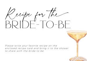 BS061-04 5x3.5 Request for Recipe Card - Pearls and Prosecco: BSB61-01 Invitation BUNDLE - Pearls and Prosecco