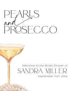 BS061-07 8x10" Welcome Sign - Pearls and Prosecco: BS061-07 Welcome Sign - Pearls and Prosecco