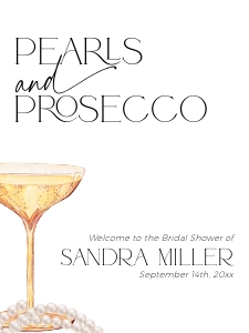 BS061-07 18x24" Welcome Sign - Pearls and Prosecco: BS061-07 Welcome Sign - Pearls and Prosecco