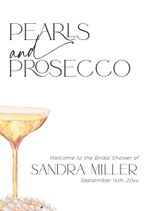 BS061-07 DIN A2 Welcome Sign - Pearls and Prosecco: BS061-07 Welcome Sign - Pearls and Prosecco