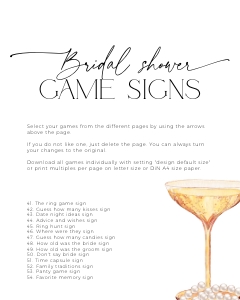 BSG61-00 8x10" Bridal Shower Game Signs - Pearls and Prosecco: BSG61-00 Bridal Shower Games - Pearls and Prosecco