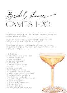 BSG61-00 5x7" Bridal Shower Games 1-20 - Pearls and Prosecco: BSG61-00 Bridal Shower Games - Pearls and Prosecco