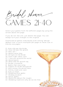 BSG61-00 5x7" Bridal Shower Games 21-40 - Pearls and Prosecco: BSG61-00 Bridal Shower Games - Pearls and Prosecco
