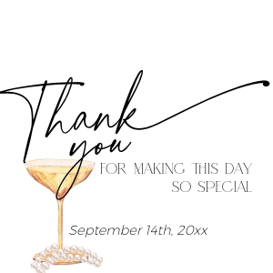 ET061-01 2x2" Thank you Tag - Pearls and Prosecco: ET061-01 Thank you Tag - Pearls and Prosecco