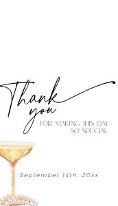 ET061-01 2x3.5" Thank you Tag - Pearls and Prosecco: ET061-01 Thank you Tag - Pearls and Prosecco