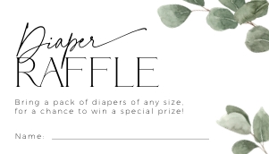 BB039-02 3.5x2 Diaper Raffle Ticket - Eucalyptus: BBB39-01 Invitation BUNDLE - Eucalyptus