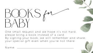 BB039-03 3.5x2 Books for Baby Card - Eucalyptus: BBB39-01 Invitation BUNDLE - Eucalyptus