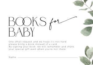 BB039-03 5x3.5" Books for Baby Card - Eucalyptus: BBB39-01 Invitation BUNDLE - Eucalyptus