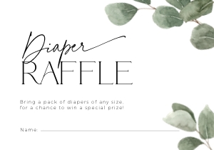 BB039-02 5x3.5" Diaper Raffle Ticket - Eucalyptus: BBB39-01 Invitation BUNDLE - Eucalyptus