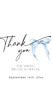 ET059-01 2x3.5" Thank you Tag - Bow Blue: ET059-01 Thank you Tag - Bow Blue