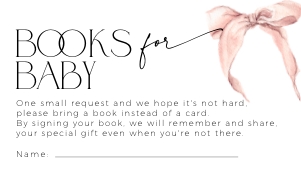 BB058-03 3.5x2 Books for Baby Card - Bow Pink: BBB58-01 Invitation SET - Bow Pink