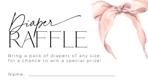 BB058-02 3.5x2 Diaper Raffle Ticket - Bow Pink: BBB58-01 Invitation SET - Bow Pink