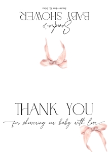 BB058-04 Folded Thank You Note - Bow Pink: BBB58-01 Invitation SET - Bow Pink