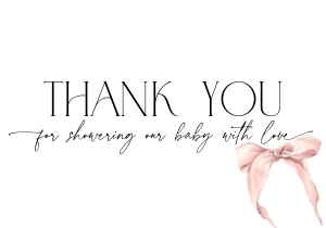 BB058-04 Flat Thank You Note - Bow Pink: BBB58-01 Invitation SET - Bow Pink
