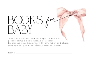 BB058-03 5x3.5" Books for Baby Card - Bow Pink: BBB58-01 Invitation SET - Bow Pink