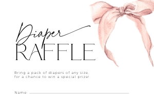BB058-02 5x3.5" Diaper Raffle Ticket - Bow Pink: BBB58-01 Invitation SET - Bow Pink