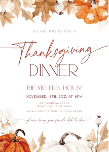 CH063-01 5x7 Thanksgiving Invitation - Fall in Love Pumpkin: CHB63-01 Thanksgiving Invitation Bundle - Fall in Love Pumpkin