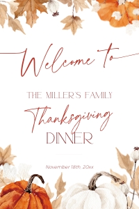 CH063-04 24x36 Thanksgiving Welcome Sign - Fall in Love Pumpkin: CH063-04 Welcome Sign - Fall in Love Pumpkin