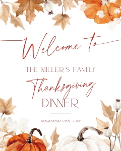 CH063-04 8x10 Thanksgiving Welcome Sign - Fall in Love Pumpkin: CH063-04 Welcome Sign - Fall in Love Pumpkin
